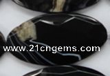 CAA277 15.5 inches 30*60mm faceted oval black line agate beads