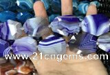 CAA2771 25*32mm - 27*35mm faceted freeform line agate beads