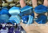 CAA2774 25*32mm - 27*35mm faceted freeform line agate beads