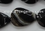 CAA278 15.5 inches 23*30mm faceted teardrop black line agate beads