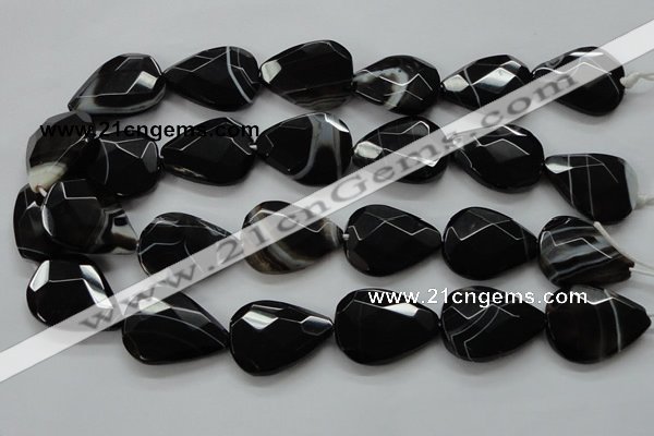 CAA278 15.5 inches 23*30mm faceted teardrop black line agate beads