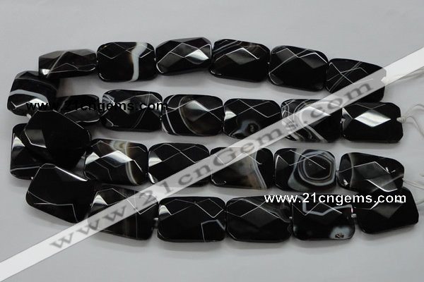 CAA279 15.5 inches 23*30mm faceted rectangle black line agate beads