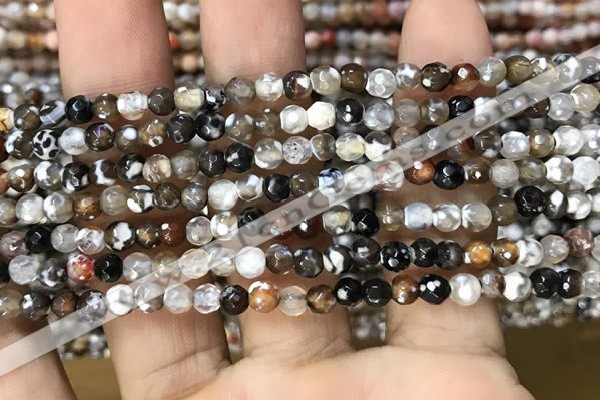 CAA2810 15 inches 4mm faceted round fire crackle agate beads wholesale