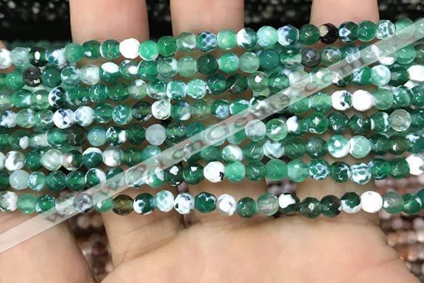 CAA2812 15 inches 4mm faceted round fire crackle agate beads wholesale