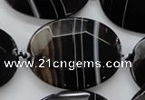 CAA282 15.5 inches 30*40mm faceted oval black line agate beads