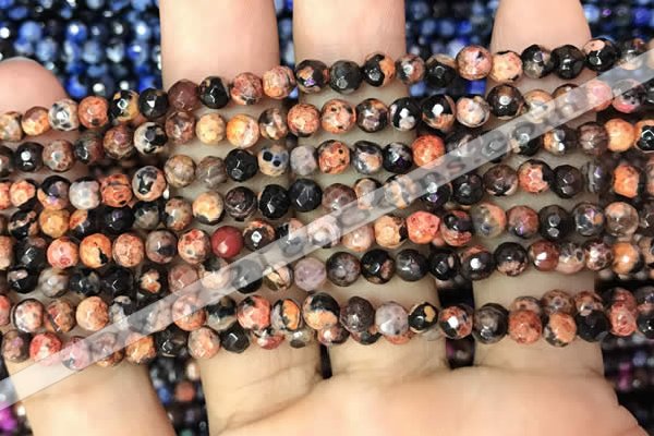 CAA2820 15 inches 4mm faceted round fire crackle agate beads wholesale