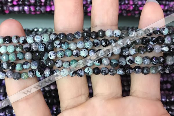 CAA2823 15 inches 4mm faceted round fire crackle agate beads wholesale