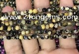 CAA2825 15 inches 4mm faceted round fire crackle agate beads wholesale