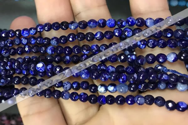 CAA2835 15 inches 4mm faceted round fire crackle agate beads wholesale