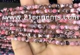 CAA2836 15 inches 4mm faceted round fire crackle agate beads wholesale