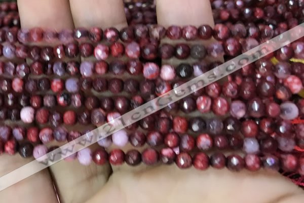 CAA2839 15 inches 4mm faceted round fire crackle agate beads wholesale