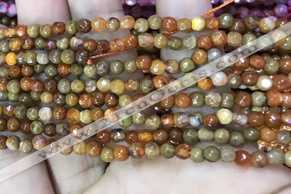 CAA2841 15 inches 4mm faceted round fire crackle agate beads wholesale