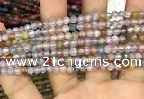 CAA2844 15 inches 4mm faceted round fire crackle agate beads wholesale