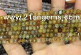 CAA2845 15 inches 4mm faceted round fire crackle agate beads wholesale