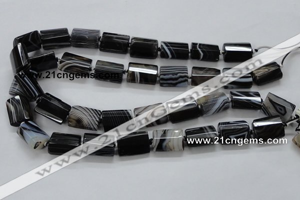 CAA289 15.5 inches 15*20mm faceted cuboid black line agate beads