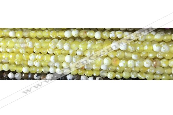 CAA2893 15 inches 6mm faceted round fire crackle agate beads wholesale