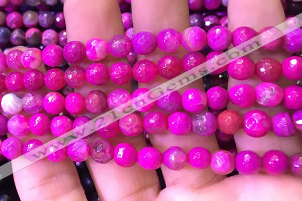 CAA2894 15 inches 6mm faceted round fire crackle agate beads wholesale