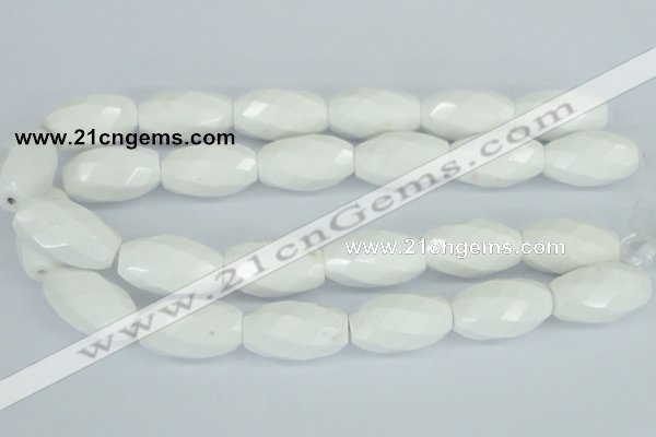 CAA29 15.5 inches 18*30mm faceted rice white agate gemstone beads