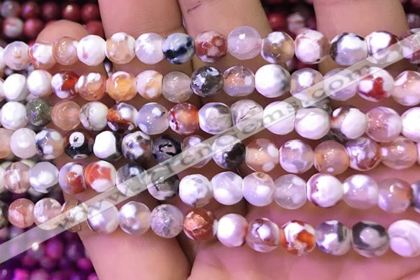 CAA2900 15 inches 6mm faceted round fire crackle agate beads wholesale