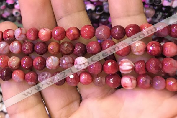 CAA2901 15 inches 6mm faceted round fire crackle agate beads wholesale