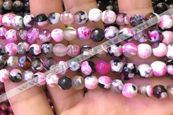 CAA2902 15 inches 6mm faceted round fire crackle agate beads wholesale
