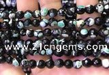 CAA2904 15 inches 6mm faceted round fire crackle agate beads wholesale