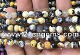 CAA2909 15 inches 6mm faceted round fire crackle agate beads wholesale