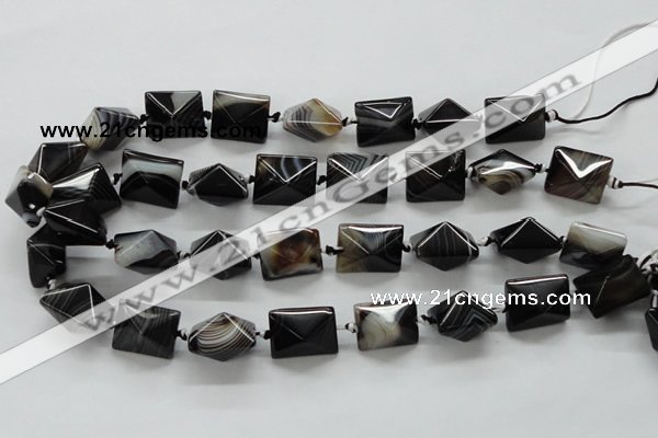 CAA291 15.5 inches 16*16*20mm black line agate gemstone beads