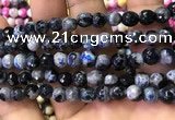 CAA2910 15 inches 6mm faceted round fire crackle agate beads wholesale