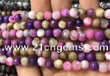 CAA2914 15 inches 6mm faceted round fire crackle agate beads wholesale