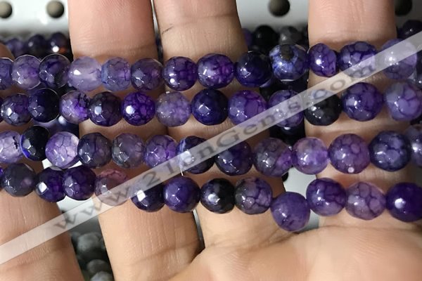 CAA2929 15 inches 6mm faceted round fire crackle agate beads wholesale