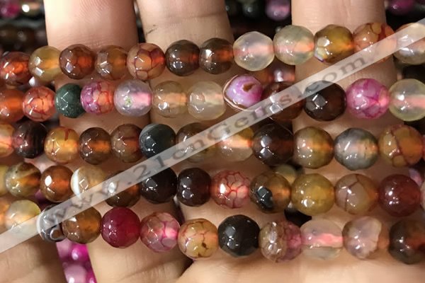 CAA2933 15 inches 6mm faceted round fire crackle agate beads wholesale