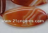 CAA296 15.5 inches 30*60mm oval red line agate gemstone beads