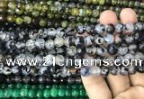 CAA2969 15 inches 8mm faceted round fire crackle agate beads wholesale