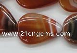 CAA297 15.5 inches 24*30mm flat teardrop red line agate beads