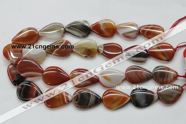 CAA297 15.5 inches 24*30mm flat teardrop red line agate beads