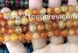 CAA2971 15 inches 8mm faceted round fire crackle agate beads wholesale