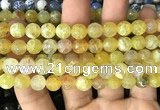 CAA2972 15 inches 8mm faceted round fire crackle agate beads wholesale