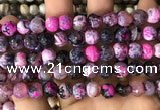 CAA2975 15 inches 8mm faceted round fire crackle agate beads wholesale