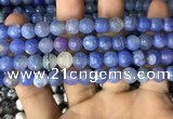 CAA2980 15 inches 8mm faceted round fire crackle agate beads wholesale