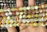 CAA2983 15 inches 8mm faceted round fire crackle agate beads wholesale