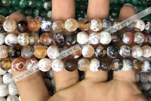 CAA2986 15 inches 8mm faceted round fire crackle agate beads wholesale