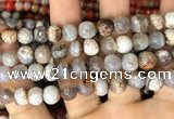 CAA2988 15 inches 8mm faceted round fire crackle agate beads wholesale