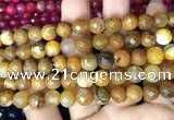 CAA2989 15 inches 8mm faceted round fire crackle agate beads wholesale
