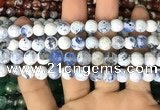 CAA2997 15 inches 8mm faceted round fire crackle agate beads wholesale