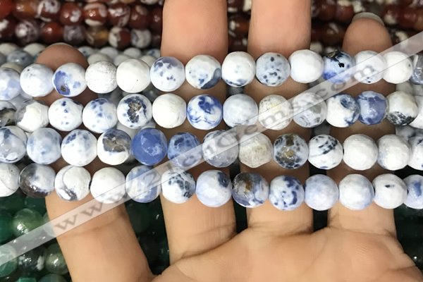 CAA2997 15 inches 8mm faceted round fire crackle agate beads wholesale