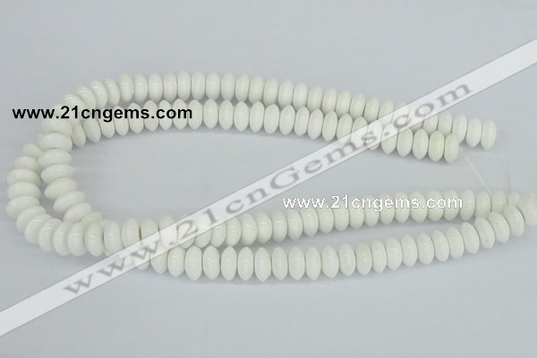 CAA30 15.5 inches 6*12mm rondelle white agate gemstone beads