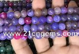 CAA3003 15 inches 8mm faceted round fire crackle agate beads wholesale