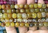 CAA3006 15 inches 8mm faceted round fire crackle agate beads wholesale