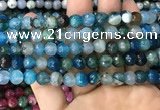 CAA3008 15 inches 8mm faceted round fire crackle agate beads wholesale